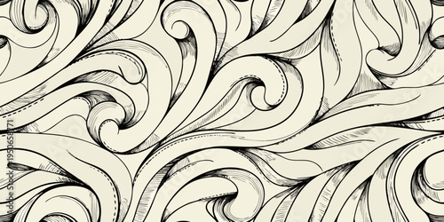 Intricate black and white swirling pattern resembling abstract organic forms