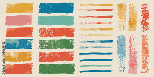 Abstract colorful brushstrokes arranged in a grid pattern background