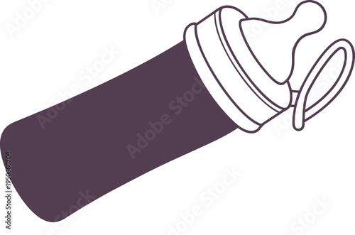 Baby bottle illustration with nipple and handle