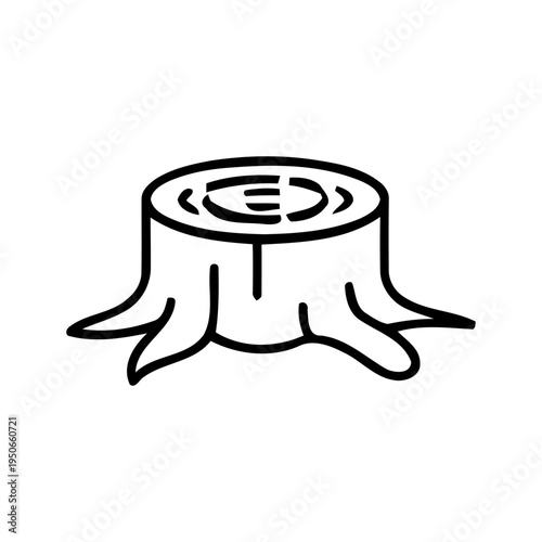 Tree stump icon silhouette for deforestation and environmental concept
