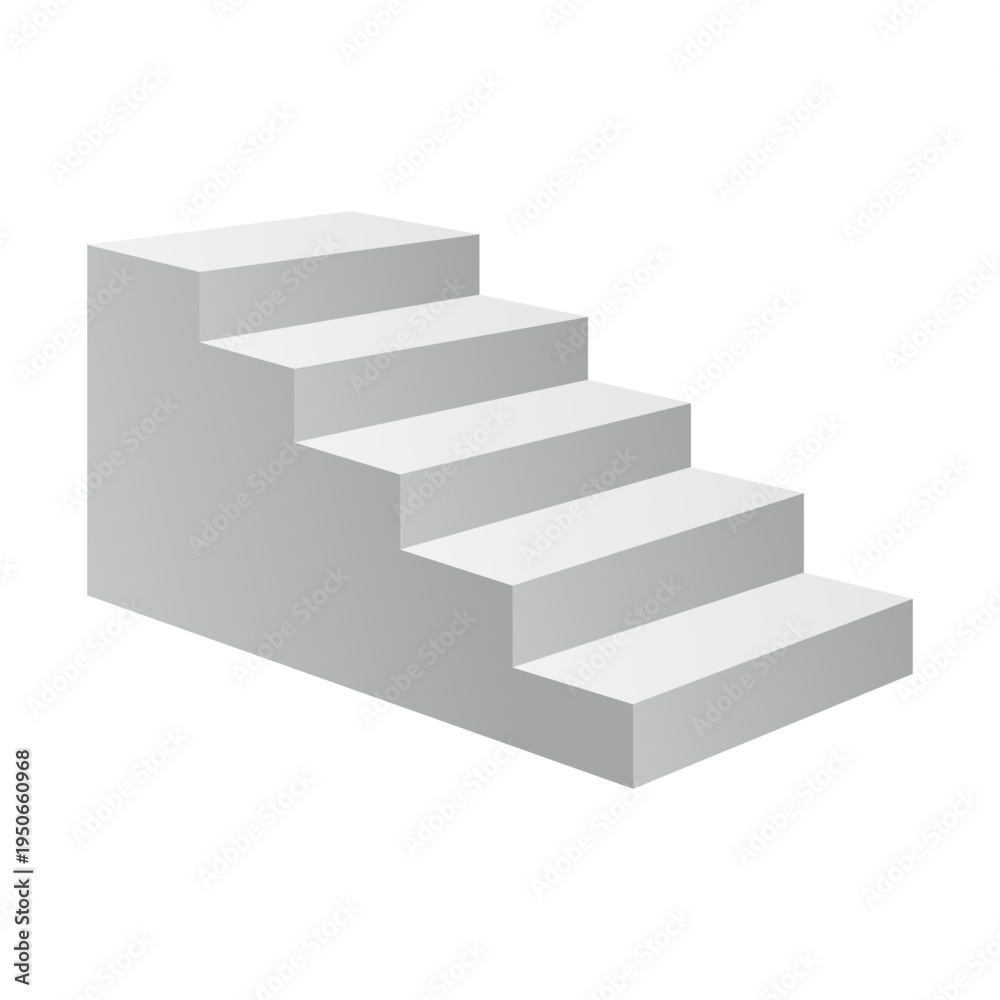 Obraz premium Staircase design with open steps. Grey gradient 3D vector concept.