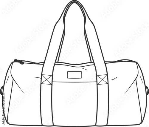 Detailed Line Drawing of a Duffle Bag vector illustration