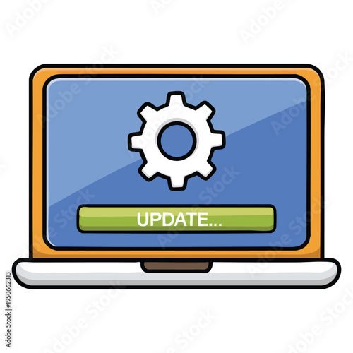 Vector illustration software update in flat design showing system or program updates suitable for digital upgrade and tech maintenance themes