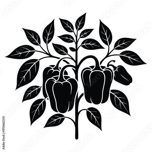 Vegetable plant with leaves and ripe peppers perfect for cooking healthy food ingredient for gastronomy and gourmet dishes themed artwork