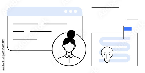 Workflow concept. Workflow elements thumbs up user profile, task progression, and innovation conceptually. Workflow aids organization, task management, creativity, and collaboration. For productivity