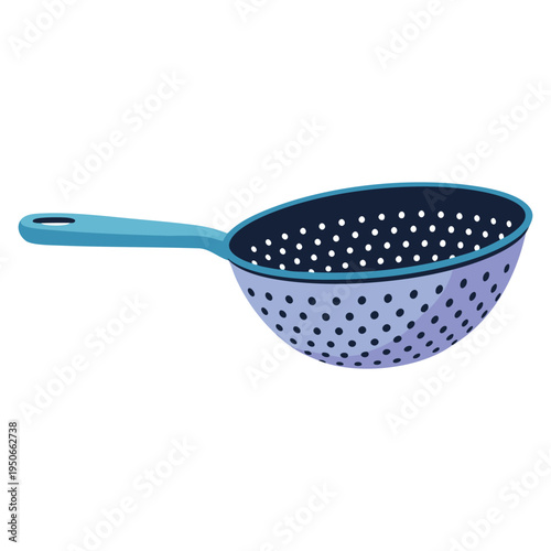 Pasta sieve and strainer cooking kitchen colander icon in cartoon vector form, suitable for culinary equipment and home cooking themed artwork
