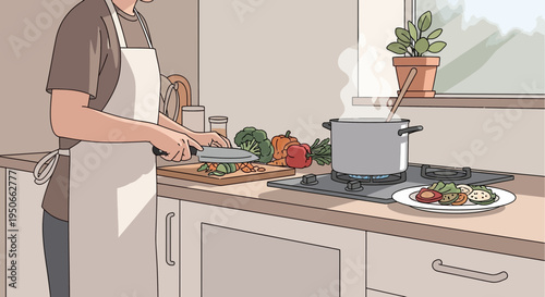 Person preparing healthy food in a modern kitchen.