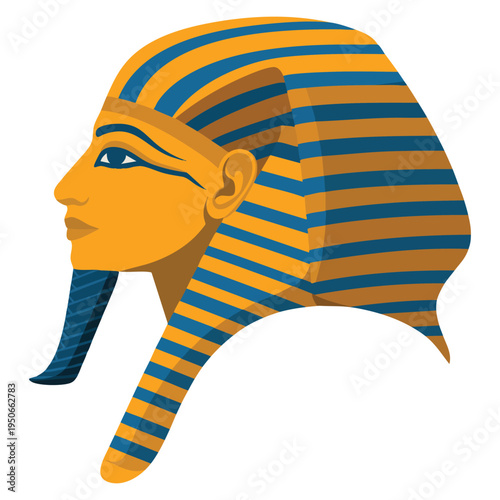 Pharaoh head icon in cartoon style for web design isolated on white background, inspired by ancient Egypt history and cultural heritage illustration