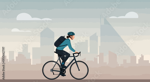 Person riding a bicycle with a backpack.