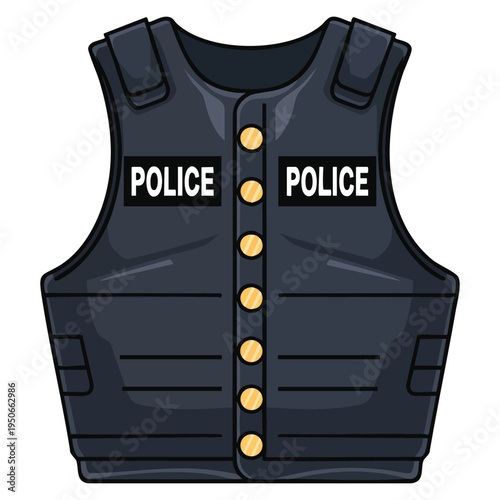 Police bulletproof vest icon vector illustration on blue background protective equipment symbol for law enforcement and security themes
