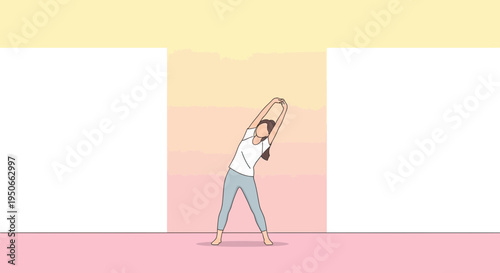 Woman stretching her body to the side.
