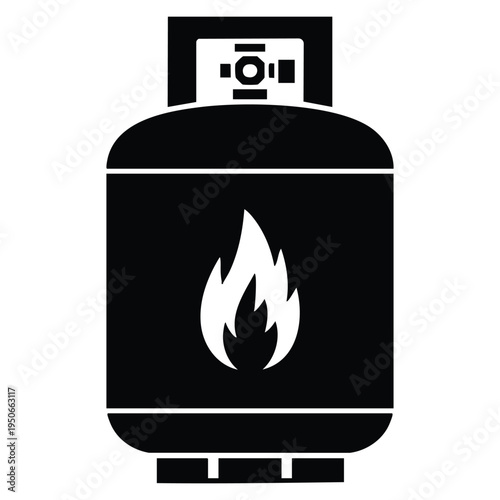 Propane gas cylinder gas tank symbol glyph flat vector icon design ideal for industrial energy fuel storage and equipment themed artwork
