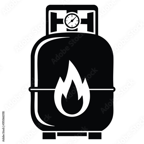 Propane gas cylinder flat vector icon design gas tank symbol and glyph design for energy fuel storage and industrial equipment themes