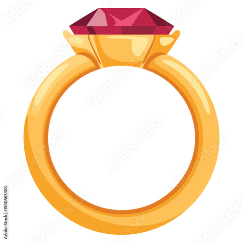 Red ruby ring icon in cartoon vector style with gold gift sale theme perfect accessory design for fashion luxury and retail promotion