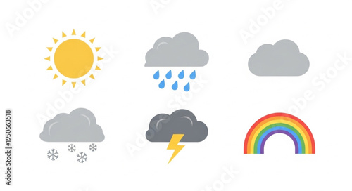Collection of Weather Icons Representing Different Conditions.