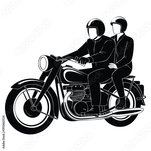 Riding motorbike silhouette vector illustration featuring dynamic motorcycle movement perfect for racing sport transport adventure and road themed creative design
