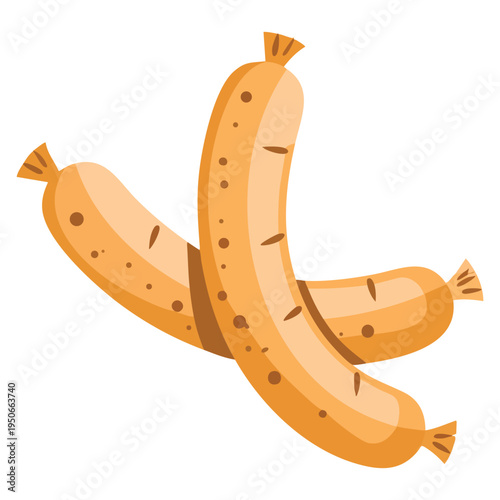 Sausages and meat products vector illustration assortment of processed food items ideal for butcher shop menu packaging design or grocery themed artwork