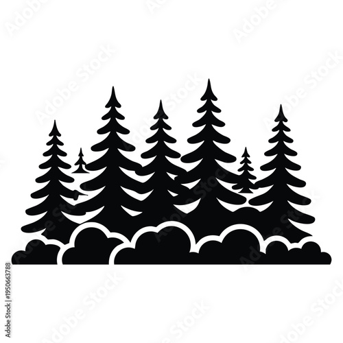 Scene icon of pine forest isolated design element perfect for nature woodland trees wilderness landscape and camping themed artwork