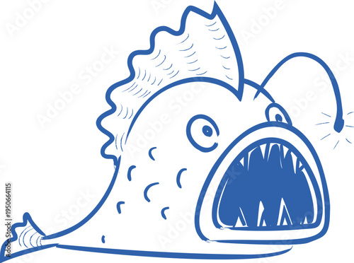 Anglerfish Roaring Sketch Doodle