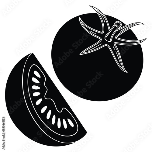 Set of vegetable and fruit logo isolated object including vegetable and vegetarian bitmap icon for stock ideal for healthy lifestyle and organic product design