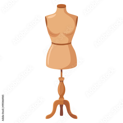 Sewing mannequin for dressmaking flat vector illustration isolated tailoring dummy cartoon style perfect for fashion atelier branding and tailoring graphics