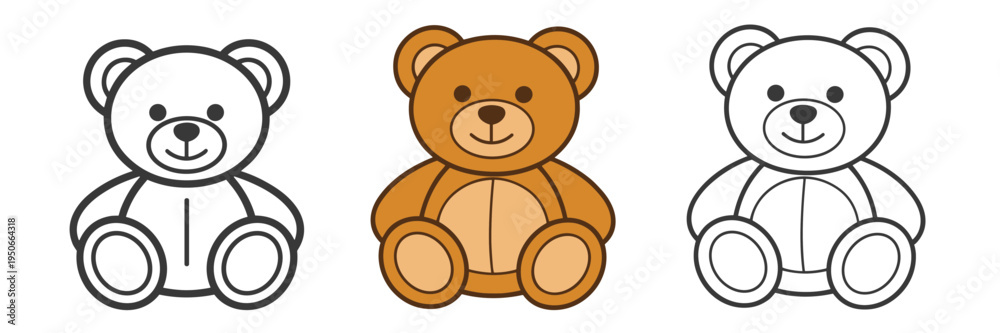 Obraz premium Three Teddy Bears on White Background vector illustration