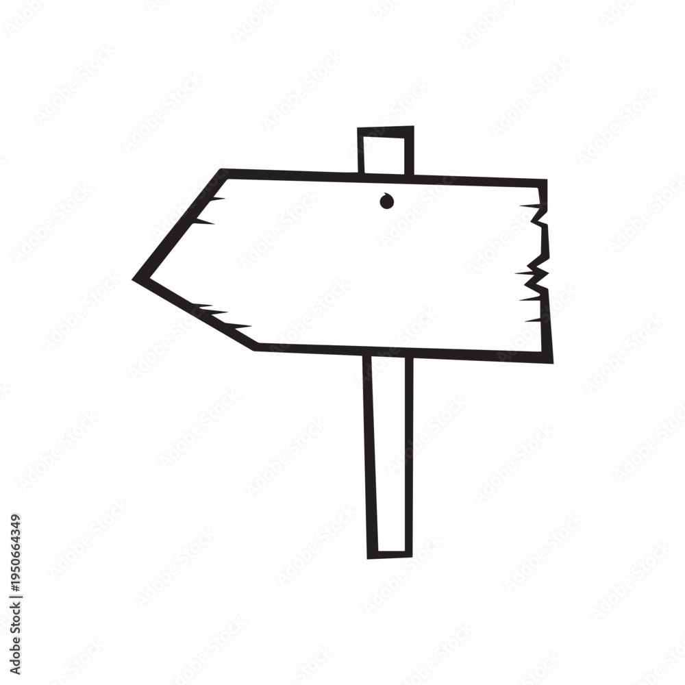Fototapeta premium The wooden plate of the way pointers. Black and white, vintage pointer doodle style. Three way choices