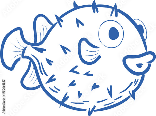 Pufferfish Doodle Sketch