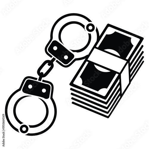 Simple vector illustration of corporate crime financial black money icon for web design, representing corruption and illegal financial activity