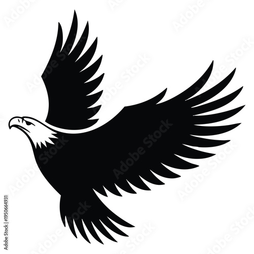 Soaring eagle dynamic flight illustration powerful bird of prey with wings spread wildlife predator freedom symbol detailed vector artwork