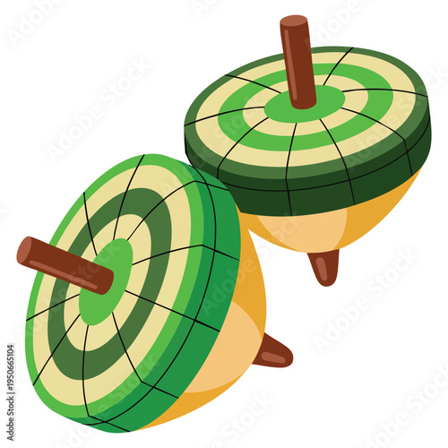 Spinning top illustration design element for toy concept childhood play entertainment and nostalgic themed creative artwork