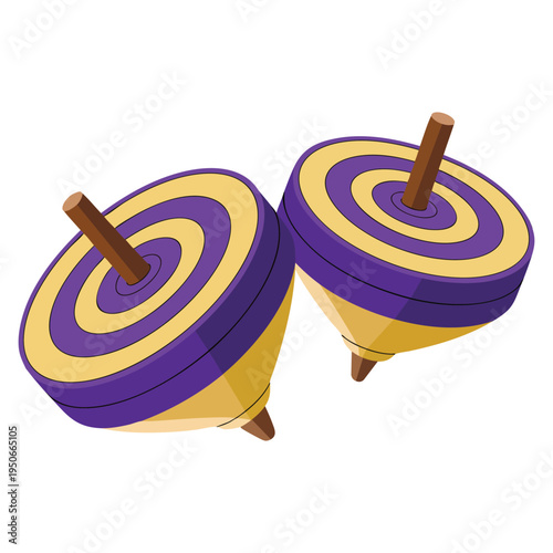 Spinning top toy illustration suitable for childhood play entertainment retro concept and creative decorative design