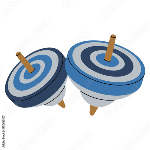 Spinning top vector style illustration perfect for toy concept nostalgic childhood play and entertainment themed artwork