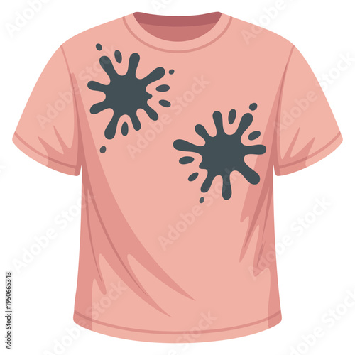 Stained light colored t shirt from food or paint representing untidiness and messiness perfect for cleaning laundry and household themed designs
