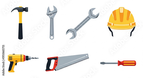 Collection of various construction and repair tools.