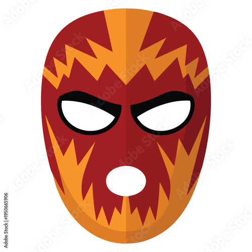 Surprised red and orange mask suitable for emotions costumes or theater themed artistic design illustration