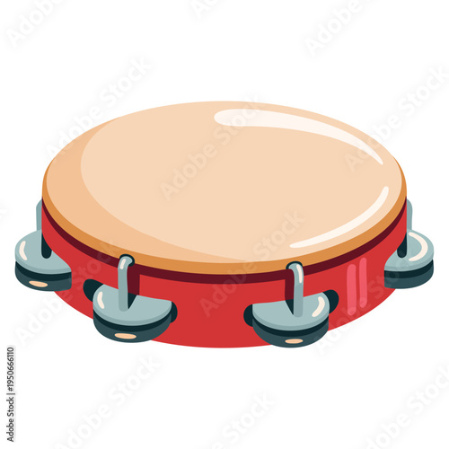 Tambourine icon in cartoon style isolated on white background Spain country symbol stock vector illustration for music culture and festival themes