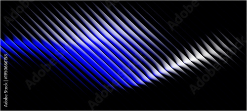 Neon ribbed fractal glass 3d background. Holographic vertical stripe pattern with vibrant purple blue, yellow gradient. abstract background vector illustration