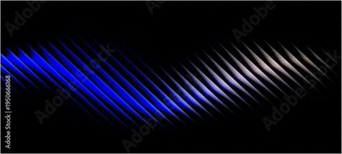Neon ribbed fractal glass 3d background. Holographic vertical stripe pattern with vibrant purple blue, yellow gradient. A abstract background vector illustration