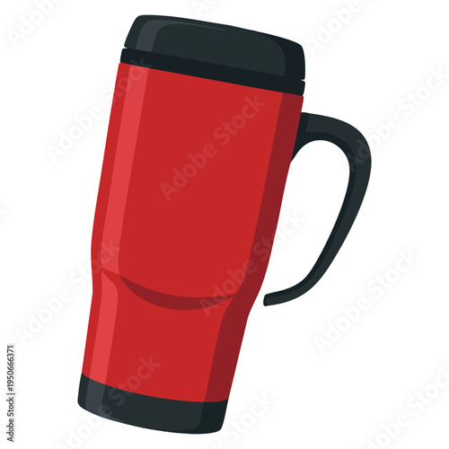 Thermos modern thermo cup travel mug isolated on white background, flat style vector illustration suitable for beverage and drinkware themes