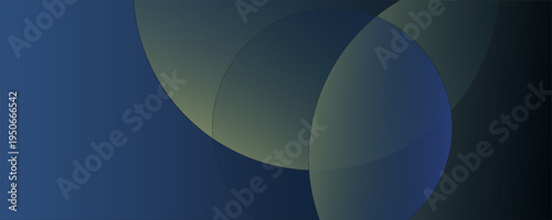Abstract background with a dark blue background featuring overlapping translucent circles. Blue and yellow hues create a smooth texture. Minimal abstract circles vector gradient background