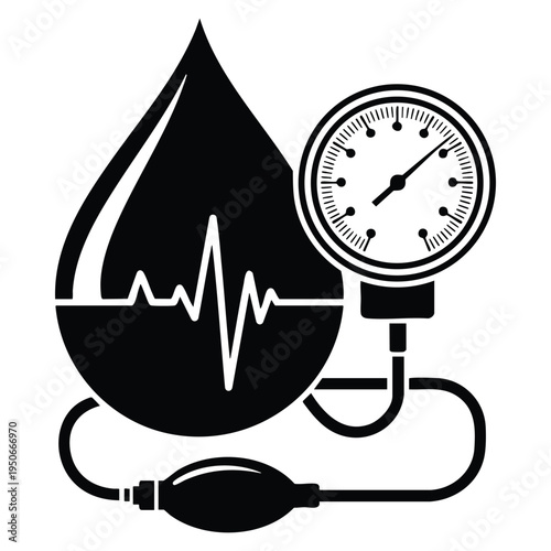 Vector illustration blood pressure icon in mixed style perfect for wellness monitoring and healthcare education themes
