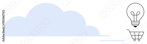 Cloud computing concept combining technology solutions, innovation, and ecommerce. Cloud computing driving innovation and ecommerce growth through scalable technology systems. For online retail, tech