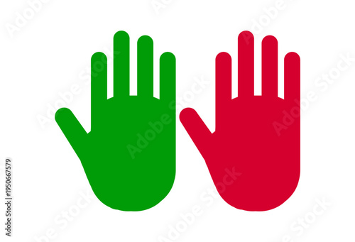 Red and Green Hand Push Button Icon Vector Illustration