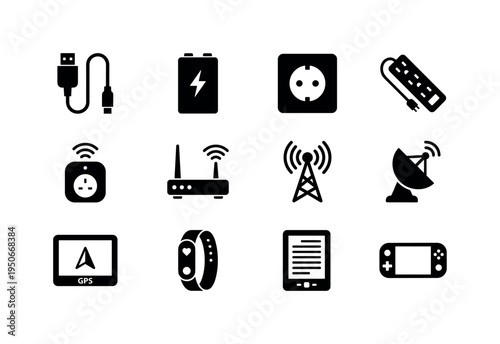 Charging cable plug, power bank battery, wall socket outlet, surge protector strip, smart plug device, router modem combo, antenna