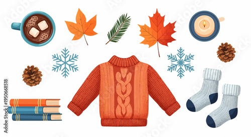 Cozy Winter Sweater with Accessories and Decor.