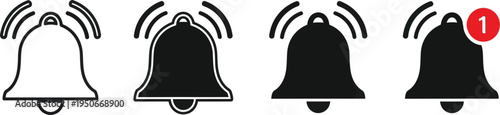 Notification bell icons with different states