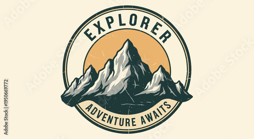 Mountain Explorer Adventure Awaits Emblem Logo Design.