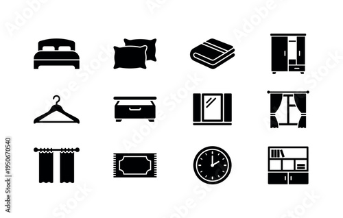 Home house icon, smart thermostat device, light bulb energy icon, water droplet usage, recycling bin container, grocery list