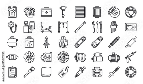 Vehicle service equipment set including lubricant container, motor block assembly, storage accumulator battery, ignition coil